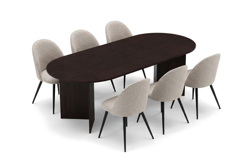 Vera Matgrupp oval 220 cm med 6 Nibe Plus Matstolar - Rökt ek - Möbler - Bord & matgrupp - Matgrupp