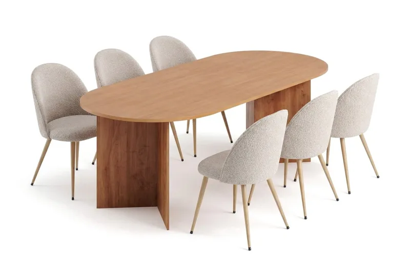 Vera Matgrupp oval 220 cm med 6 Nibe Plus Matstolar - Ek - Möbler - Bord & matgrupp - Matgrupp