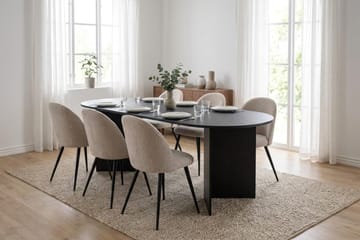 Vera Matgrupp oval 220 cm med 6 Nibe Plus Matstolar - Svartlaserad ek - Möbler - Bord & matgrupp - Matgrupp