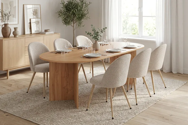 Vera Matgrupp oval 220 cm med 6 Nibe Plus Matstolar - Ek - Möbler - Bord & matgrupp - Matgrupp