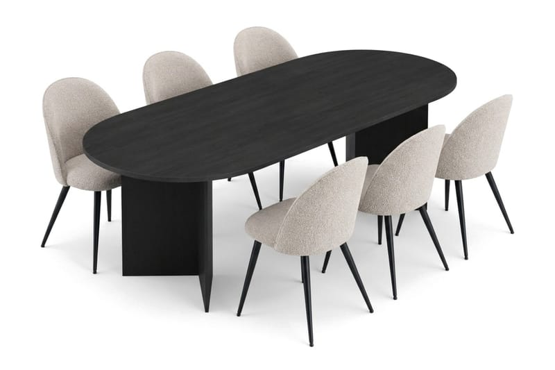 Vera Matgrupp oval 220 cm med 6 Nibe Plus Matstolar - Svartlaserad ek - Möbler - Bord & matgrupp - Matgrupp