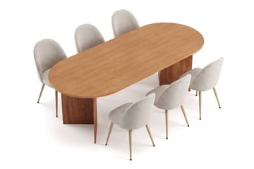 Vera Matgrupp oval 220 cm med 6 Nibe Plus Matstolar - Ek - Möbler - Bord & matgrupp - Matgrupp