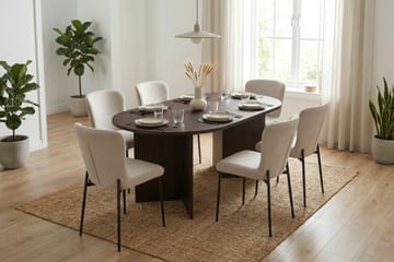 Vera Matgrupp rektangulärt 180 cm Rökt Ek med 6 Elsie Matstolar - Rökt ek/Beige - Möbler - Bord & matgrupp - Matgrupp