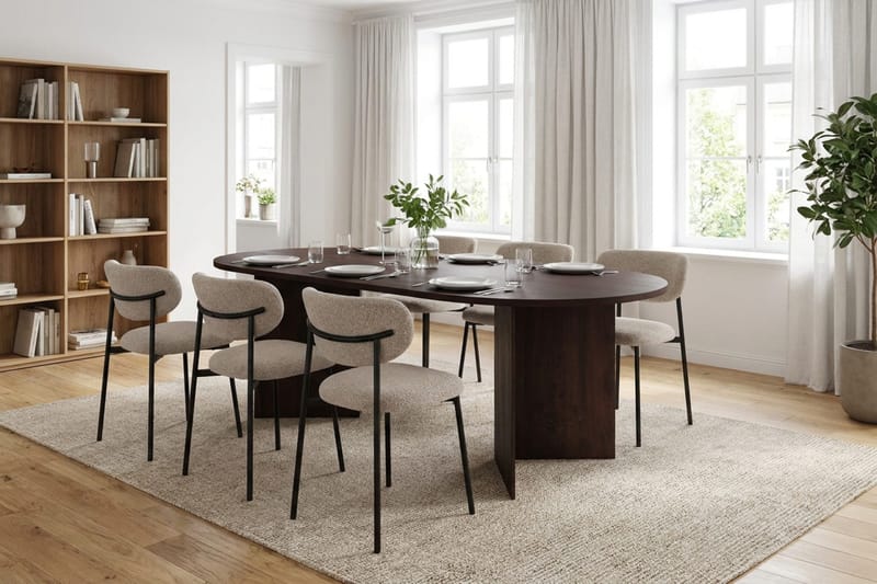 Vera Matgrupp rektangulärt 180 cm Rökt Ek med 6 Lucy Matstolar - Rökt ek - Möbler - Bord & matgrupp - Matgrupp