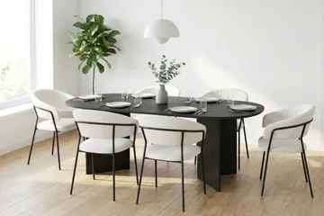 Vera Matgrupp rektangulärt 180 cm Svart med 6 Karol Matstolar - Svart - Möbler - Bord & matgrupp - Matgrupp
