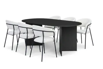 Vera Matgrupp rektangulärt 180 cm Svart med 6 Karol Matstolar - Svart - Möbler - Bord & matgrupp - Matgrupp