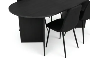Vera Matgrupp rektangulärt 180 cm Svart med 6 Nibe Matstolar - Svart - Möbler - Bord & matgrupp - Matgrupp