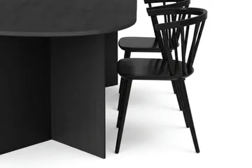 Vera Matgrupp rektangulärt 180 cm Svart med 6 Tyrö Matstolar - Svart - Möbler - Bord & matgrupp - Matgrupp