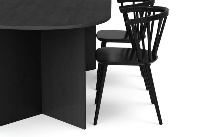 Vera Matgrupp rektangulärt 180 cm Svart med 6 Tyrö Matstolar - Svart - Möbler - Bord & matgrupp - Matgrupp