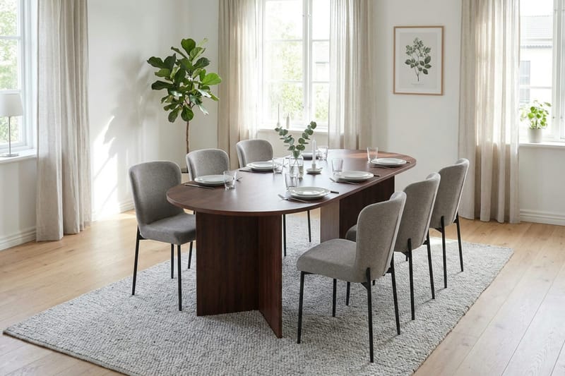 Vera Matgrupp rektangulärt 180 cm Valnöt med 6 Elsie Matstolar - Valnöt - Möbler - Bord & matgrupp - Matgrupp