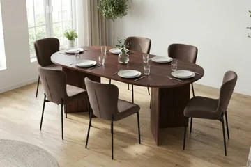 Vera Matgrupp rektangulärt 180 cm Valnöt med 6 Elsie Matstolar - Valnöt/Brun - Möbler - Bord & matgrupp - Matgrupp