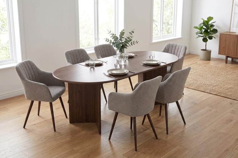 Vera Matgrupp rektangulärt 180 cm Valnöt med 6 Filippa Matstolar - Valnöt - Möbler - Bord & matgrupp - Matgrupp