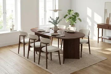 Vera Matgrupp rektangulärt 180 cm Valnöt med 6 Molly Matstolar - Valnöt - Möbler - Bord & matgrupp - Matgrupp