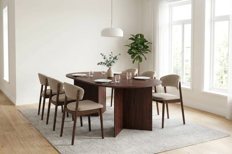 Vera Matgrupp rektangulärt 180 cm Valnöt med 6 Nala Matstolar - Valnöt - Möbler - Bord & matgrupp - Matgrupp