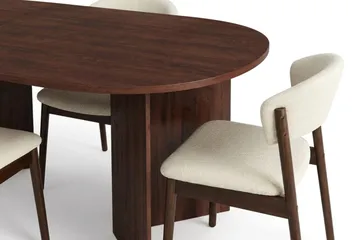 Vera Matgrupp rektangulärt 180 cm Valnöt med 6 Nala Matstolar - Valnöt - Möbler - Bord & matgrupp - Matgrupp
