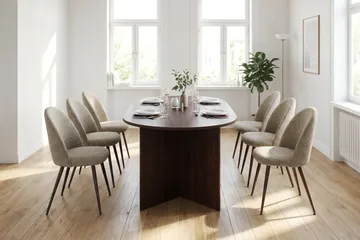 Vera Matgrupp rektangulärt 180 cm Valnöt med 6 Nibe Plus Matstolar - Valnöt - Möbler - Bord & matgrupp - Matgrupp