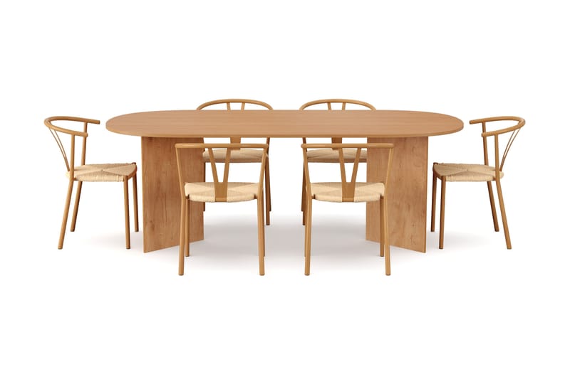 Vera Matgrupp rektangulärt 220 cm Ek med 6 Elysia Matstolar - Ek - Möbler - Bord & matgrupp - Matgrupp