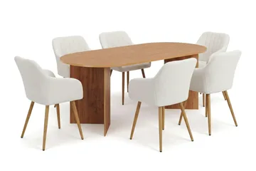 Vera Matgrupp rektangulärt 220 cm Ek med 6 Filippa Matstolar - Ek - Möbler - Bord & matgrupp - Matgrupp