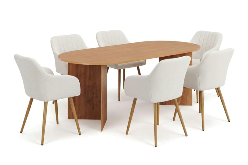 Vera Matgrupp rektangulärt 220 cm Ek med 6 Filippa Matstolar - Ek - Möbler - Bord & matgrupp - Matgrupp