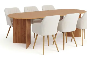 Vera Matgrupp rektangulärt 220 cm Ek med 6 Filippa Matstolar - Ek - Möbler - Bord & matgrupp - Matgrupp