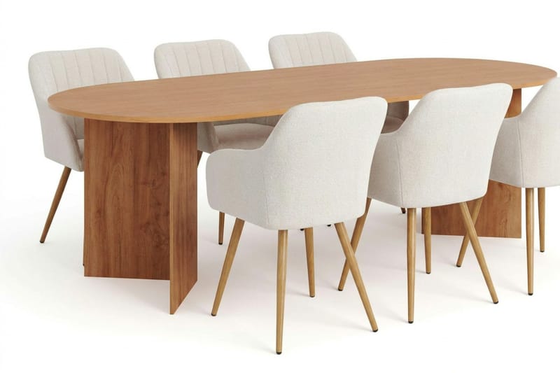 Vera Matgrupp rektangulärt 220 cm Ek med 6 Filippa Matstolar - Ek - Möbler - Bord & matgrupp - Matgrupp