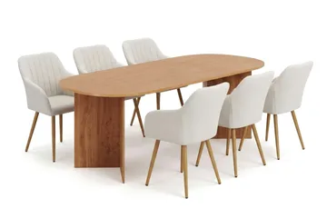 Vera Matgrupp rektangulärt 220 cm Ek med 6 Filippa Matstolar - Ek - Möbler - Bord & matgrupp - Matgrupp