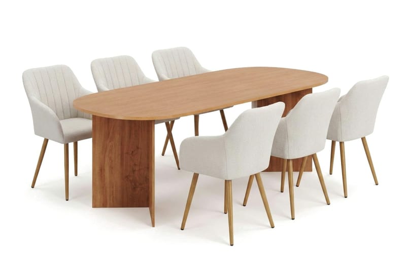 Vera Matgrupp rektangulärt 220 cm Ek med 6 Filippa Matstolar, Ek