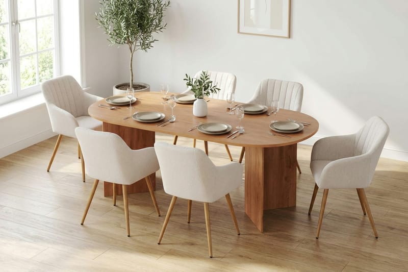 Vera Matgrupp rektangulärt 220 cm Ek med 6 Filippa Matstolar - Ek - Möbler - Bord & matgrupp - Matgrupp