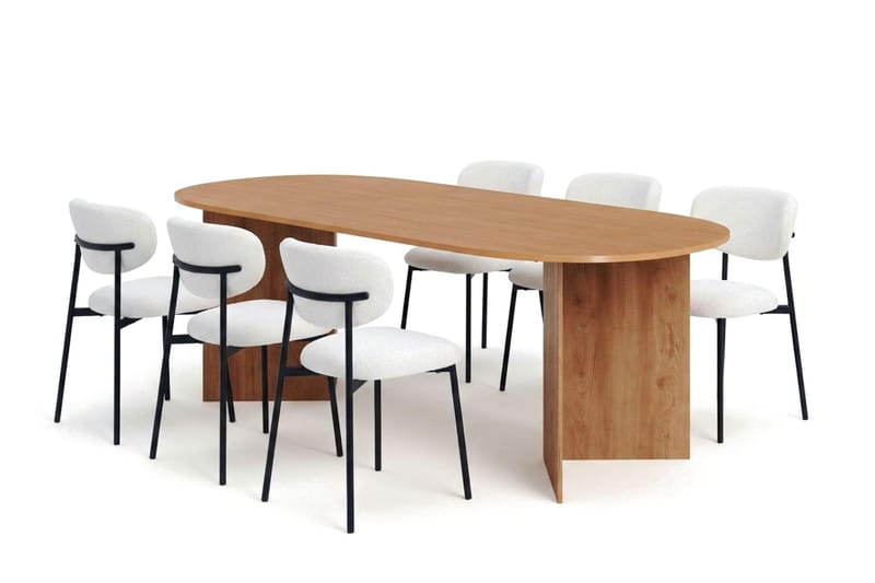 Vera Matgrupp rektangulärt 220 cm Ek med 6 Lucy Matstolar - Ek - Möbler - Bord & matgrupp - Matgrupp