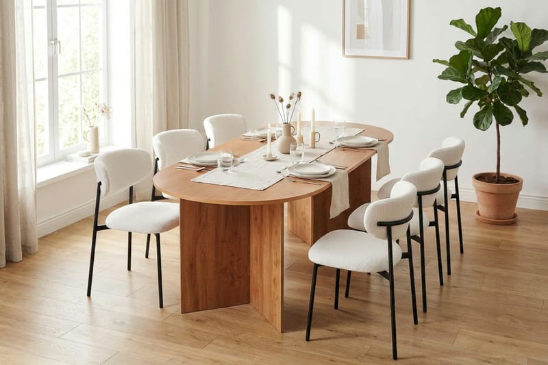 Vera Matgrupp rektangulärt 220 cm Ek med 6 Lucy Matstolar - Ek - Möbler - Bord & matgrupp - Matgrupp