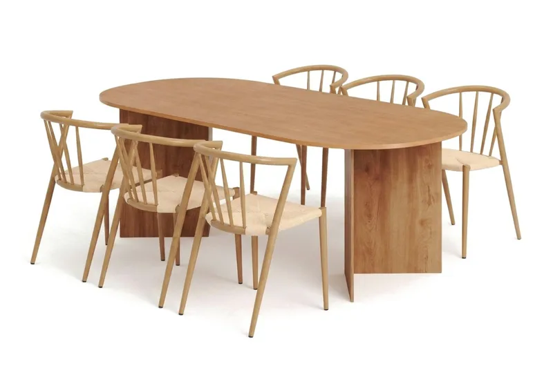 Vera Matgrupp rektangulärt 220 cm Ek med 6 Winston Matstolar - Ek - Möbler - Bord & matgrupp - Matgrupp