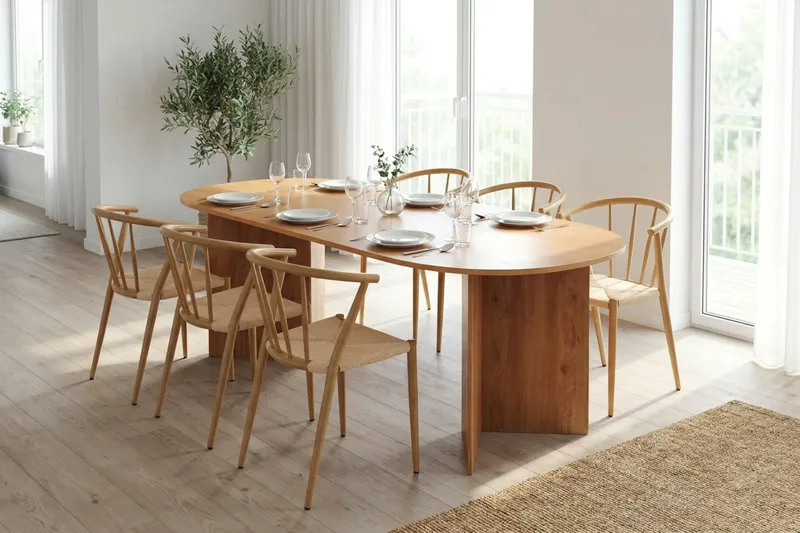 Vera Matgrupp rektangulärt 220 cm Ek med 6 Winston Matstolar - Ek - Möbler - Bord & matgrupp - Matgrupp