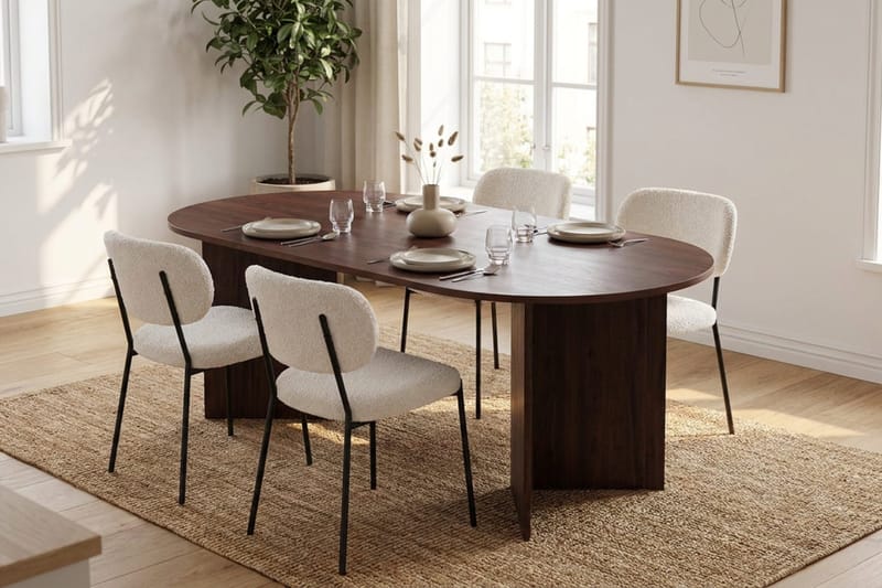 Vera Matgrupp rektangulärt 220 cm med 4 Gemmiano Matstolar - Valnöt - Möbler - Bord & matgrupp - Matgrupp