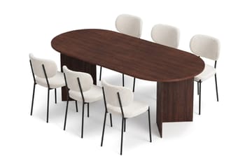 Vera Matgrupp rektangulärt 220 cm med 6 Gemmiano Matstolar - Valnöt - Möbler - Bord & matgrupp - Matgrupp