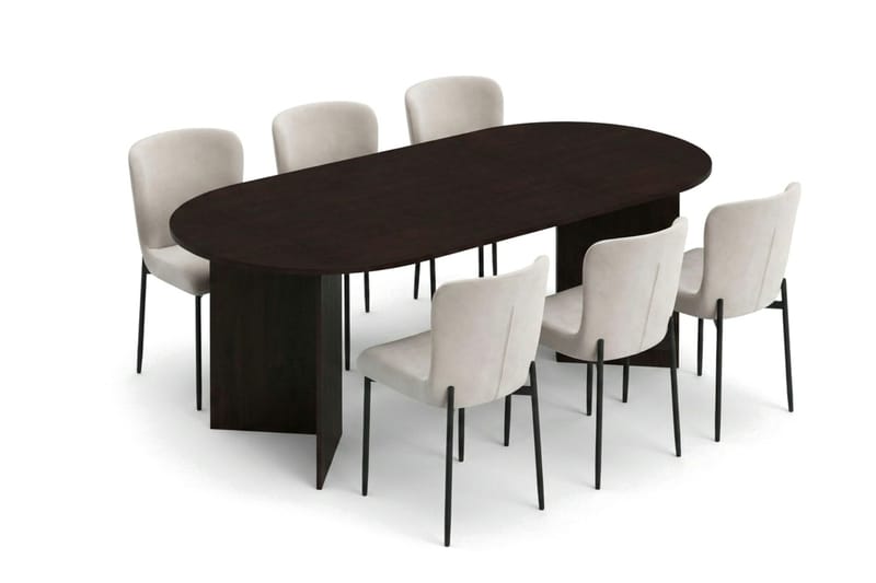 Vera Matgrupp rektangulärt 220 cm Rökt Ek med 6 Elsie Matstolar - Rökt ek/Beige - Möbler - Bord & matgrupp - Matgrupp