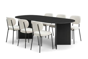 Vera Matgrupp rektangulärt 220 cm Svart med 6 Gemmiano Matstolar - Svart - Möbler - Bord & matgrupp - Matgrupp