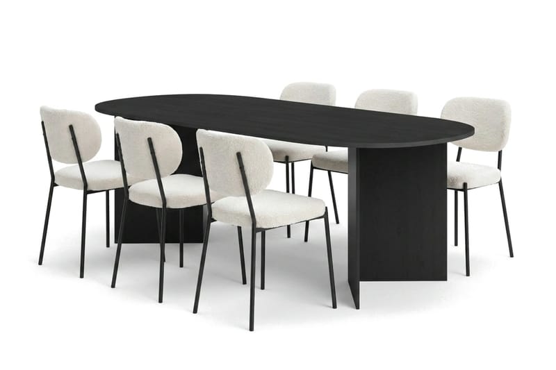 Vera Matgrupp rektangulärt 220 cm Svart med 6 Gemmiano Matstolar - Svart - Möbler - Bord & matgrupp - Matgrupp