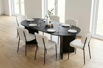 Vera Matgrupp rektangulärt 220 cm Svart med 6 Gemmiano Matstolar - Svart - Möbler - Bord & matgrupp - Matgrupp