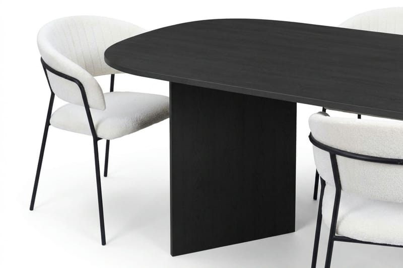 Vera Matgrupp rektangulärt 220 cm Svart med 6 Karol Matstolar - Svart - Möbler - Bord & matgrupp - Matgrupp