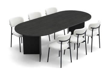 Vera Matgrupp rektangulärt 220 cm Svart med 6 Lucy Matstolar - Svart - Möbler - Bord & matgrupp - Matgrupp