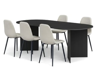 Vera Matgrupp rektangulärt 220 cm Svart med 6 Nibe Matstolar - Svart - Möbler - Bord & matgrupp - Matgrupp