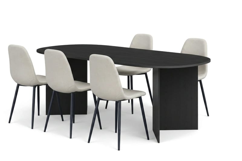 Vera Matgrupp rektangulärt 220 cm Svart med 6 Nibe Matstolar - Svart - Möbler - Bord & matgrupp - Matgrupp