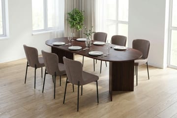 Vera Matgrupp rektangulärt 220 cm Valnöt med 6 Elsie Matstolar - Valnöt/Grå - Möbler - Bord & matgrupp - Matgrupp