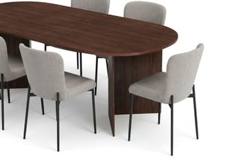 Vera Matgrupp rektangulärt 220 cm Valnöt med 6 Elsie Matstolar - Valnöt/Ljusgrå - Möbler - Bord & matgrupp - Matgrupp