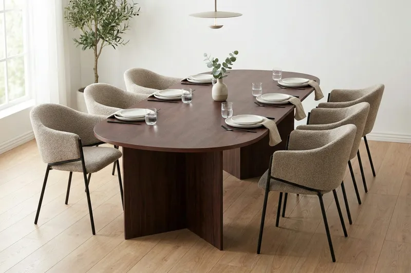 Vera Matgrupp rektangulärt 220 cm Valnöt med 6 Filip Matstolar - Valnöt - Möbler - Bord & matgrupp - Matgrupp