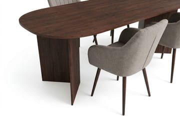 Vera Matgrupp rektangulärt 220 cm Valnöt med 6 Filippa Matstolar - Valnöt - Möbler - Bord & matgrupp - Matgrupp