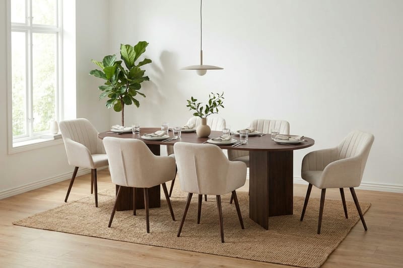 Vera Matgrupp rektangulärt 220 cm Valnöt med 6 Filippa Matstolar - Valnöt - Möbler - Bord & matgrupp - Matgrupp