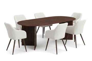 Vera Matgrupp rektangulärt 220 cm Valnöt med 6 Filippa Matstolar - Valnöt - Möbler - Bord & matgrupp - Matgrupp
