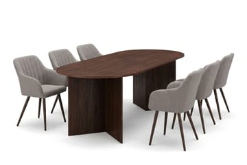 Vera Matgrupp rektangulärt 220 cm Valnöt med 6 Filippa Matstolar - Valnöt - Möbler - Bord & matgrupp - Matgrupp