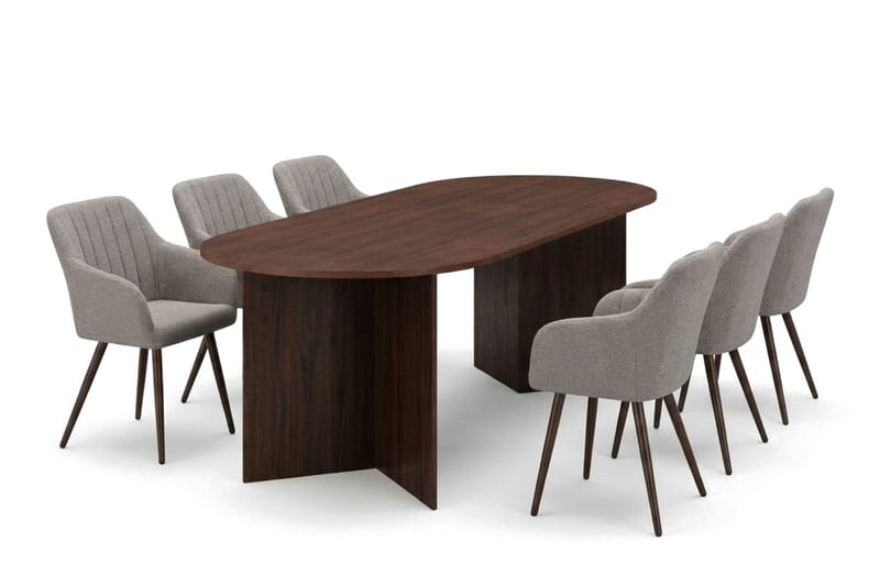 Vera Matgrupp rektangulärt 220 cm Valnöt med 6 Filippa Matstolar - Valnöt - Möbler - Bord & matgrupp - Matgrupp